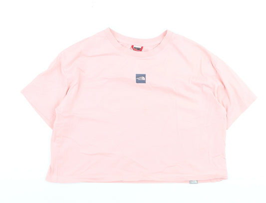 The North Face Womens Pink Cotton Cropped T-Shirt Size M