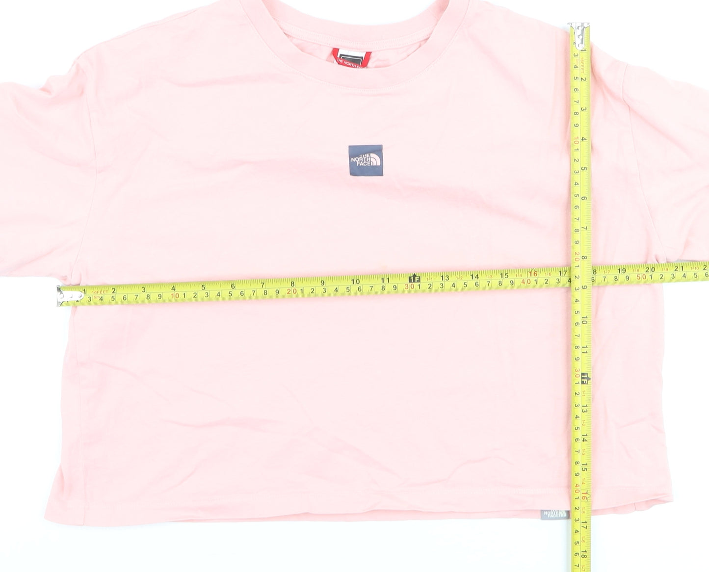 The North Face Womens Pink Cotton Cropped T-Shirt Size M
