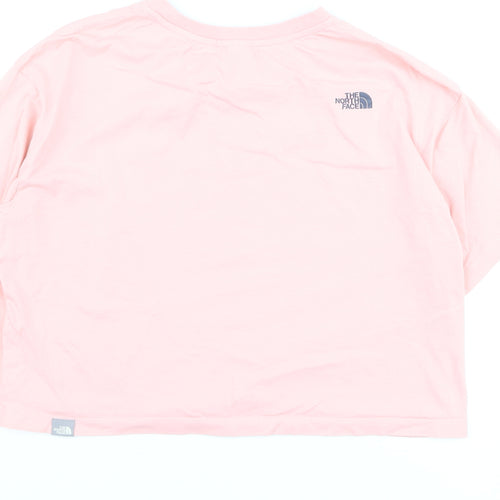 The North Face Womens Pink Cotton Cropped T-Shirt Size M