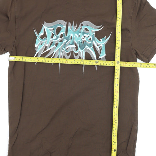 Weekday Men's Brown XS Graphic Print Crew Neck T-Shirt