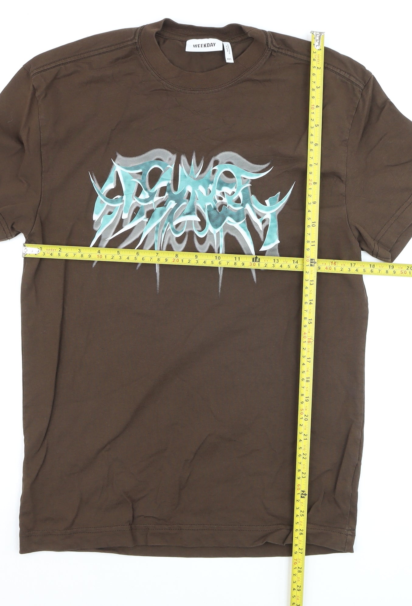 Weekday Men's Brown XS Graphic Print Crew Neck T-Shirt