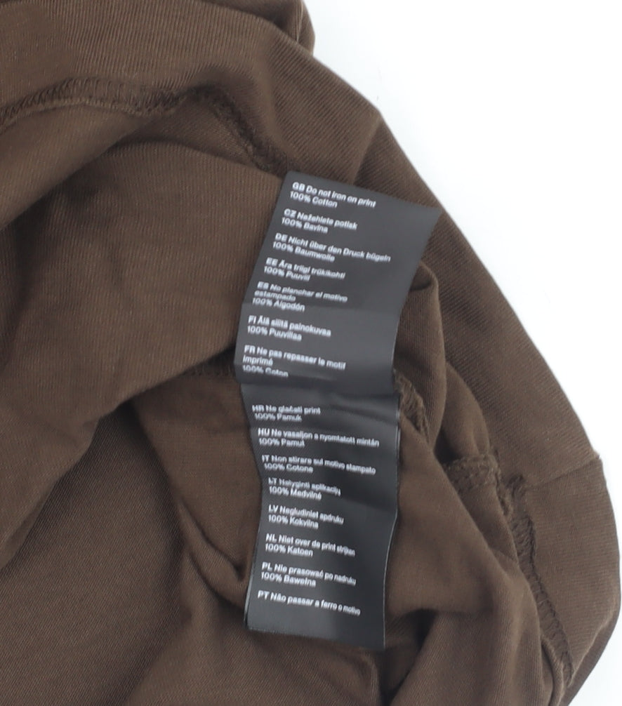 Weekday Men's Brown XS Graphic Print Crew Neck T-Shirt