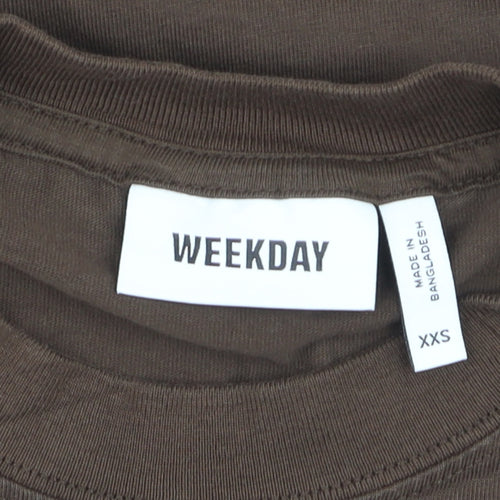 Weekday Men's Brown XS Graphic Print Crew Neck T-Shirt
