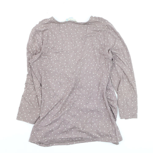 Boden Womens Brown Polka Dot Wrap Blouse Size 12 Viscose 3/4 Sleeve