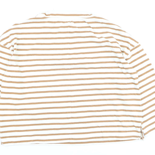 Kin by John Lewis Men's Beige White Striped Cotton Pullover Jumper M