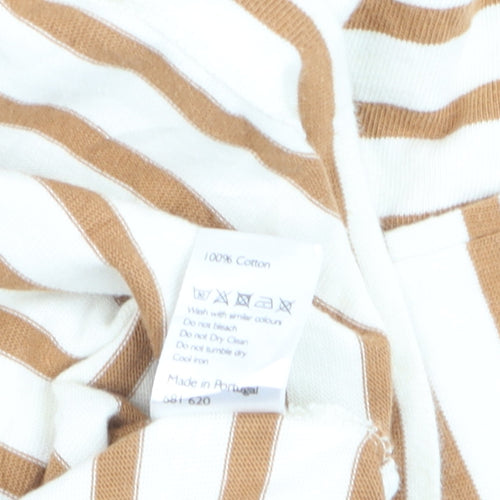 Kin by John Lewis Men's Beige White Striped Cotton Pullover Jumper M