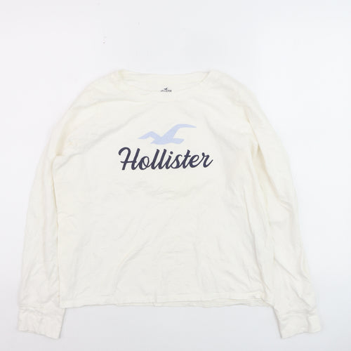 Hollister Boys White Cotton Long Sleeve Pyjama Top M
