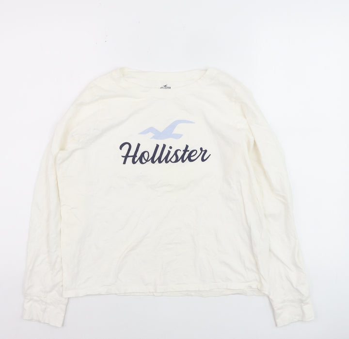 Hollister Boys White Cotton Long Sleeve Pyjama Top M