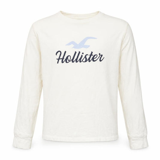 Hollister Boys White Cotton Long Sleeve Pyjama Top M