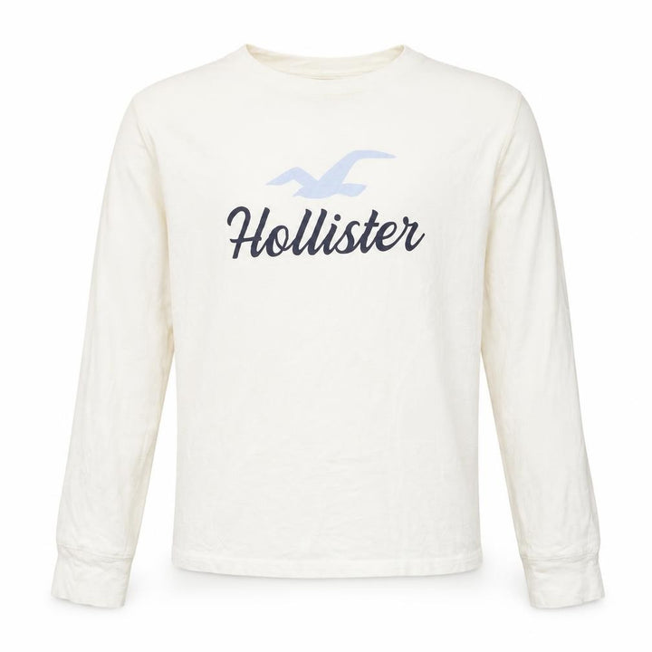 Hollister Boys White Cotton Long Sleeve Pyjama Top M
