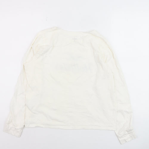 Hollister Boys White Cotton Long Sleeve Pyjama Top M