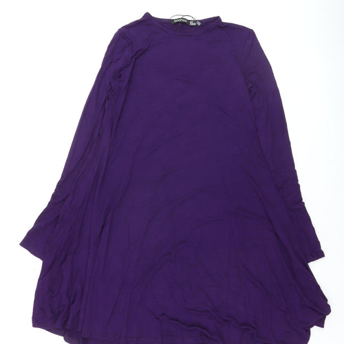Boohoo Women Purple A-Line Long Sleeve Jersey Dress Size 6