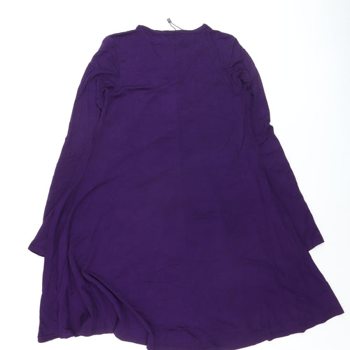 Boohoo Women Purple A-Line Long Sleeve Jersey Dress Size 6
