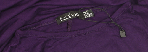 Boohoo Women Purple A-Line Long Sleeve Jersey Dress Size 6