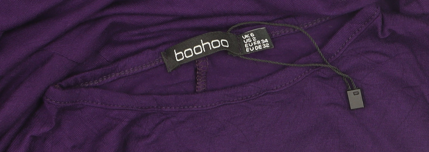 Boohoo Women Purple A-Line Long Sleeve Jersey Dress Size 6