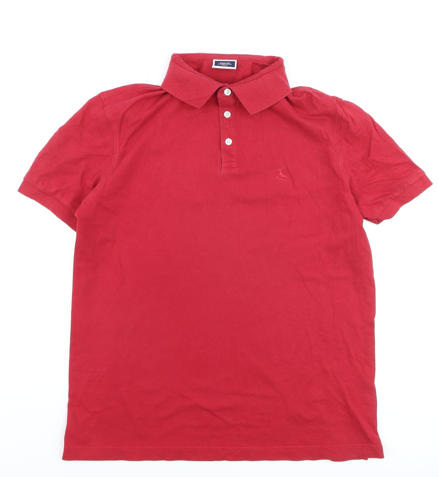 Charles Tyrwhitt Men's Red Cotton Stretch Polo Shirt Medium