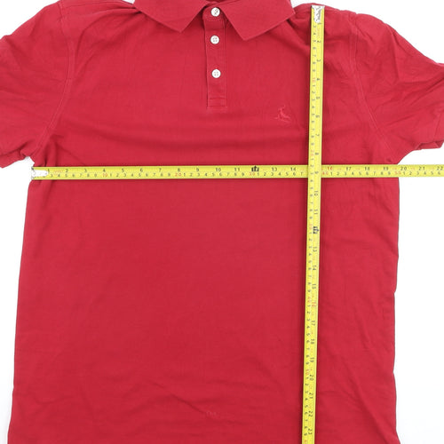 Charles Tyrwhitt Men's Red Cotton Stretch Polo Shirt Medium
