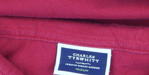 Charles Tyrwhitt Men's Red Cotton Stretch Polo Shirt Medium
