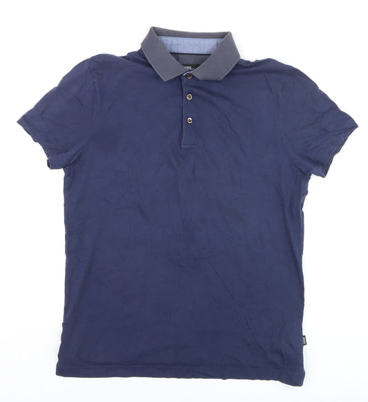 BOSS Mens Blue Slim Fit Cotton Polo Shirt M Short Sleeve Collared