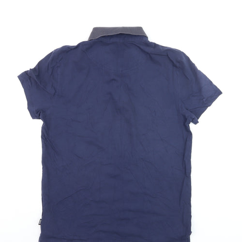 BOSS Mens Blue Slim Fit Cotton Polo Shirt M Short Sleeve Collared