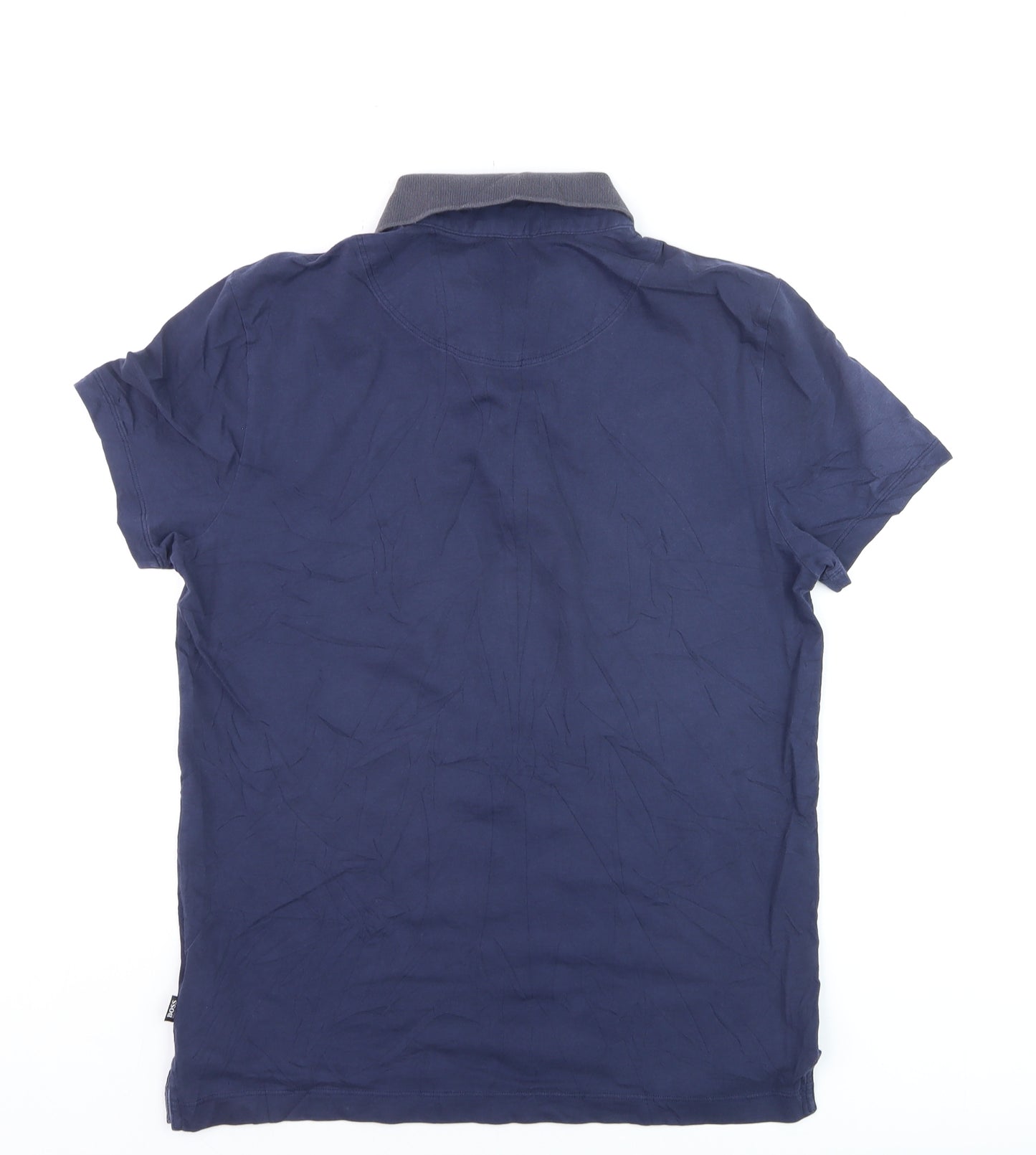 BOSS Mens Blue Slim Fit Cotton Polo Shirt M Short Sleeve Collared