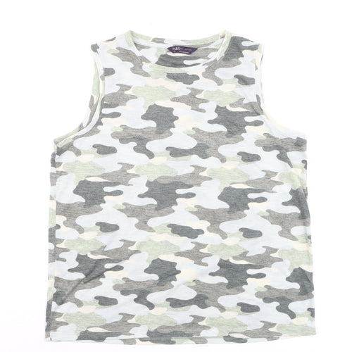 Marks and Spencer Women's Green Camouflage Sleeveless Tank Top Size 14