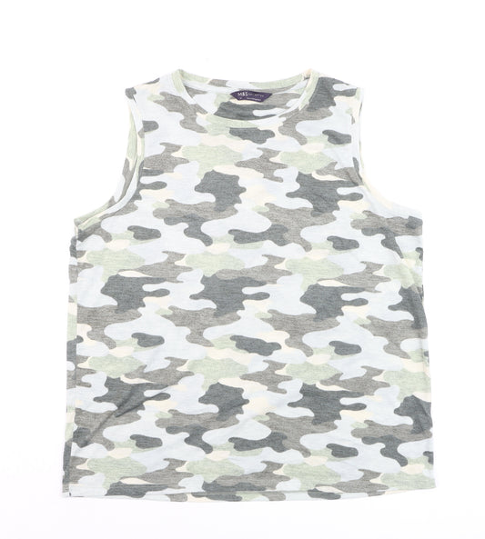 Marks and Spencer Women's Green Camouflage Sleeveless Tank Top Size 14