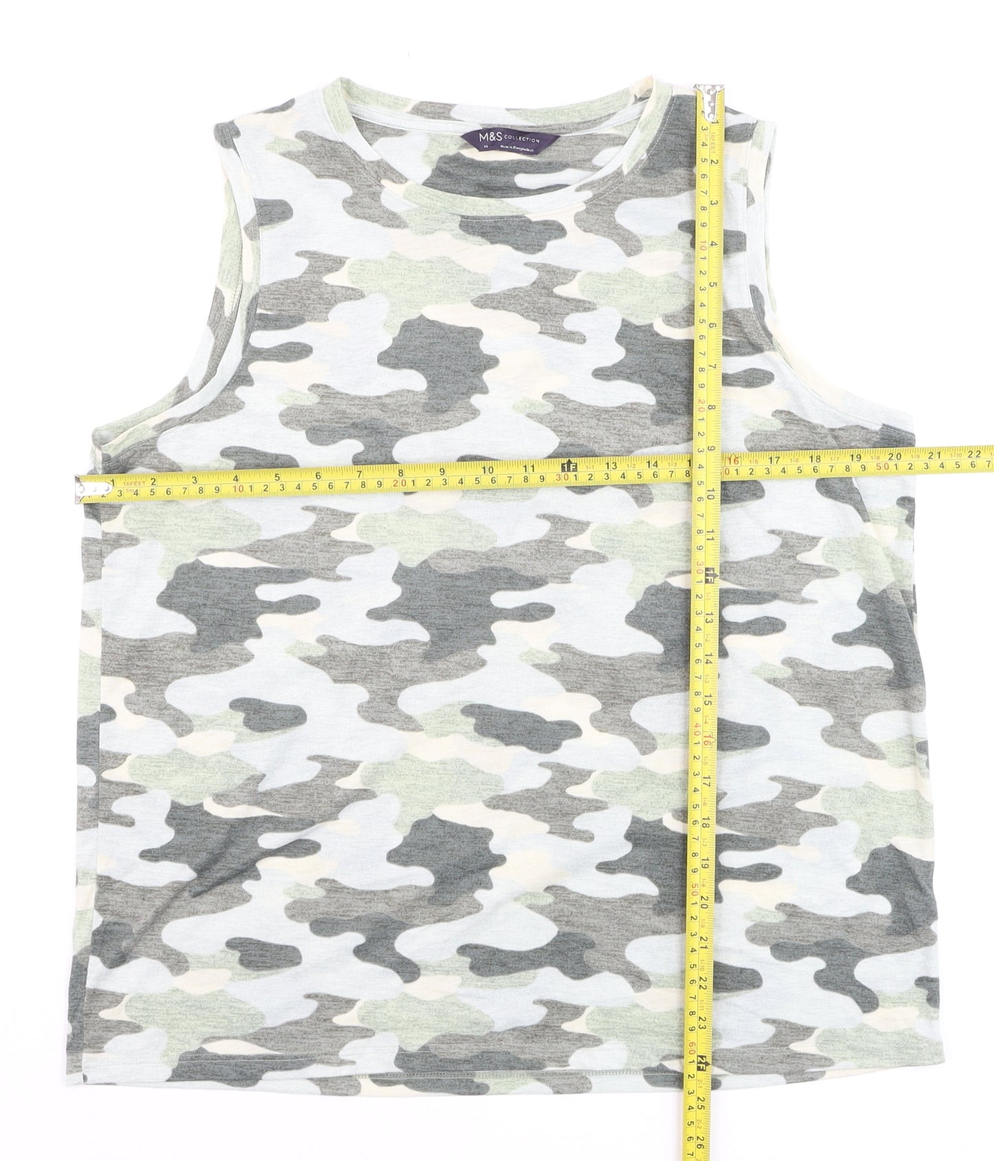 Marks and Spencer Women's Green Camouflage Sleeveless Tank Top Size 14