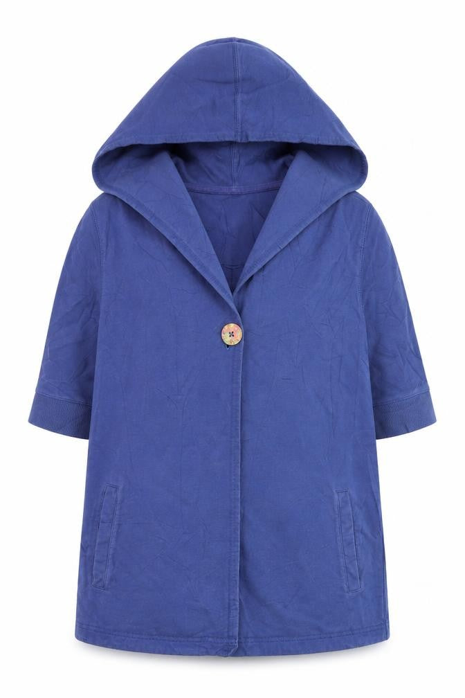 Front view of Lands' End Women’s Blue Hooded Cotton Jacket, size UK 10