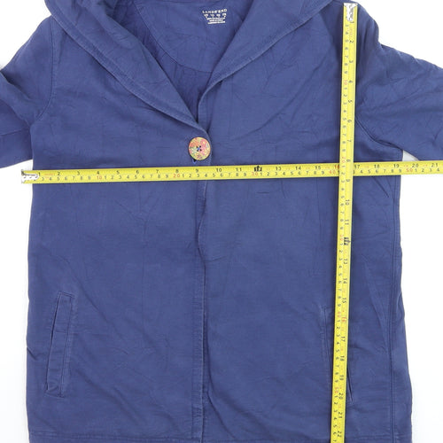 Lands' End Women’s Blue Hooded Cotton Jacket Size 10