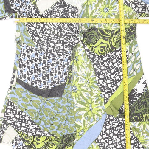 Wallis Womens Multicoloured V-Neck Tunic Blouse XL 3/4 Sleeve Jersey Top