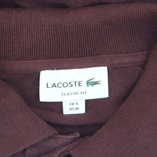 Lacoste Men Brown Classic Fit Short Sleeve Polo Shirt Size M