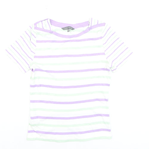 Laura Ashley Women's Multicoloured Striped Cotton T-Shirt Size 10