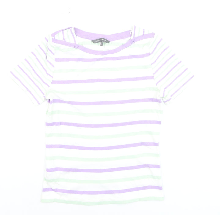 Laura Ashley Women's Multicoloured Striped Cotton T-Shirt Size 10