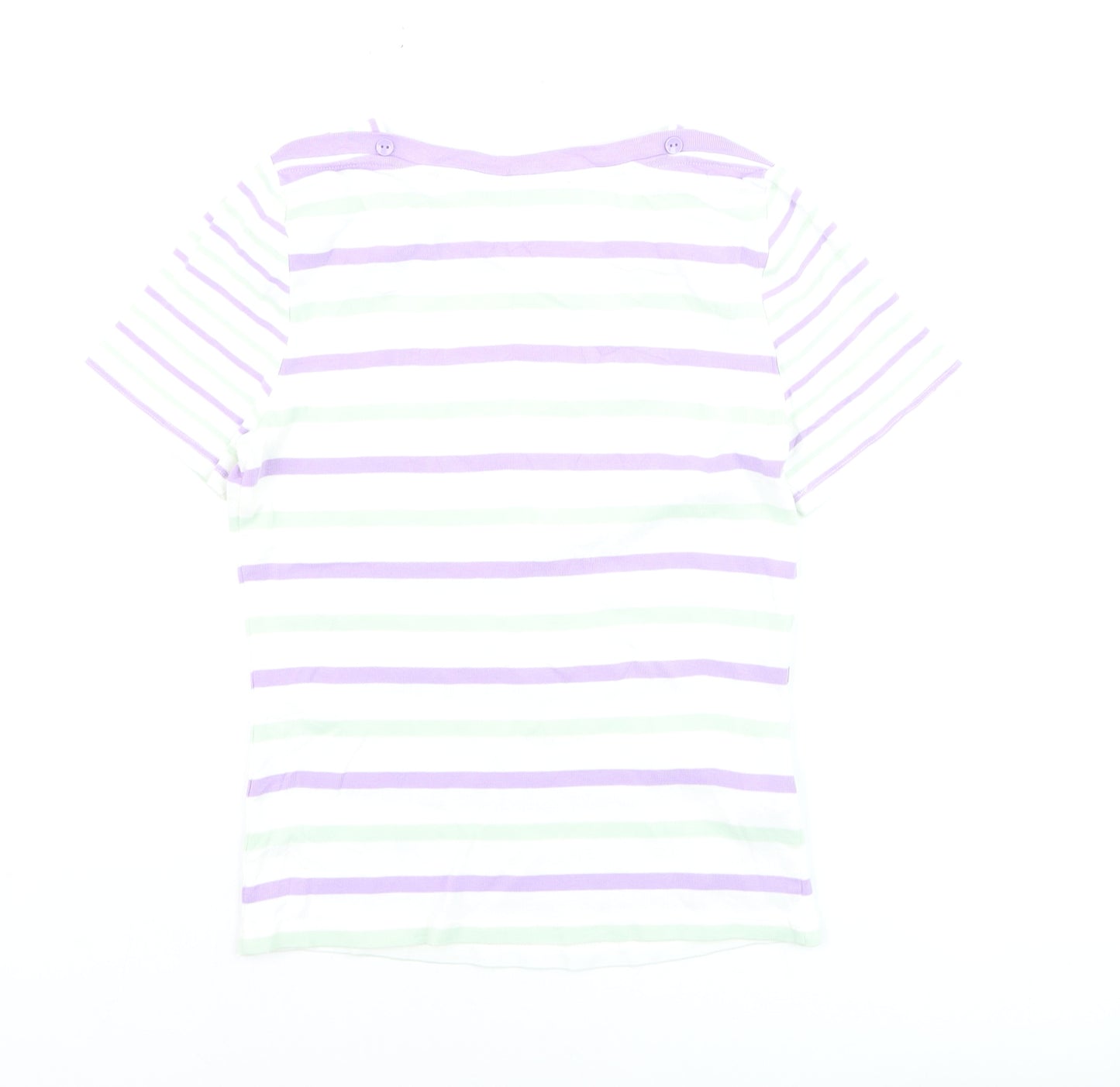 Laura Ashley Women's Multicoloured Striped Cotton T-Shirt Size 10