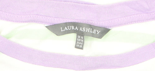 Laura Ashley Women's Multicoloured Striped Cotton T-Shirt Size 10