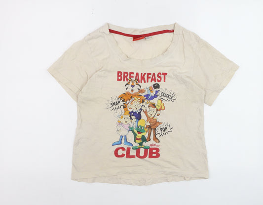 Vintage Kellogg's Women's Beige Cartoon Cropped T-Shirt Size S