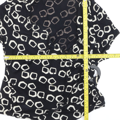 Alex & Co. Women's Black Geometric Wrap Blouse Size 16