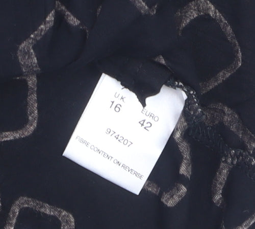 Alex & Co. Women's Black Geometric Wrap Blouse Size 16