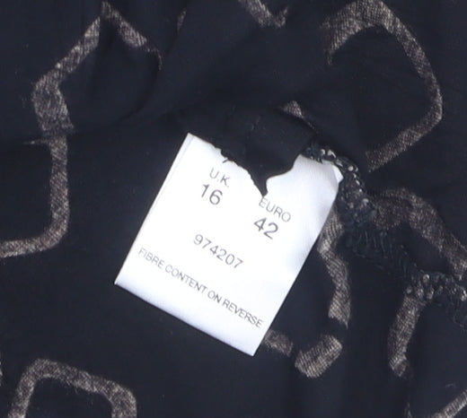 Alex & Co. Women's Black Geometric Wrap Blouse Size 16