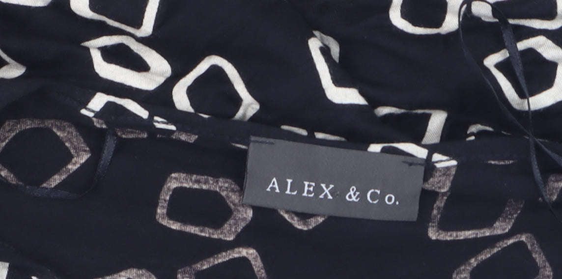 Alex & Co. Women's Black Geometric Wrap Blouse Size 16