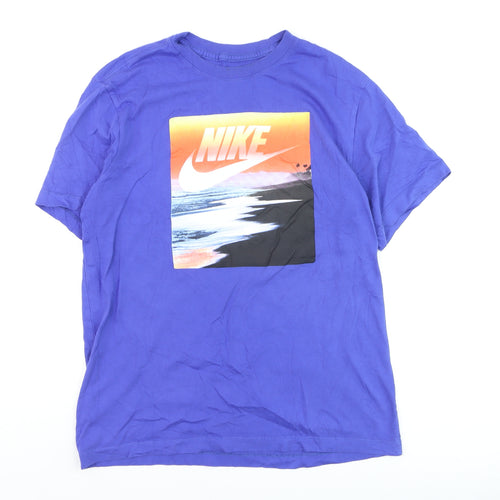 Nike Men's Blue Beach Graphic Print T-Shirt Size M