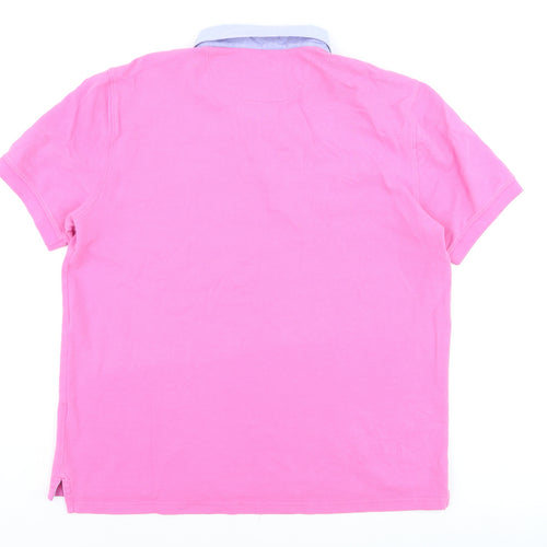 Massimo Dutti Men's Pink Cotton Polo Shirt XL Collared