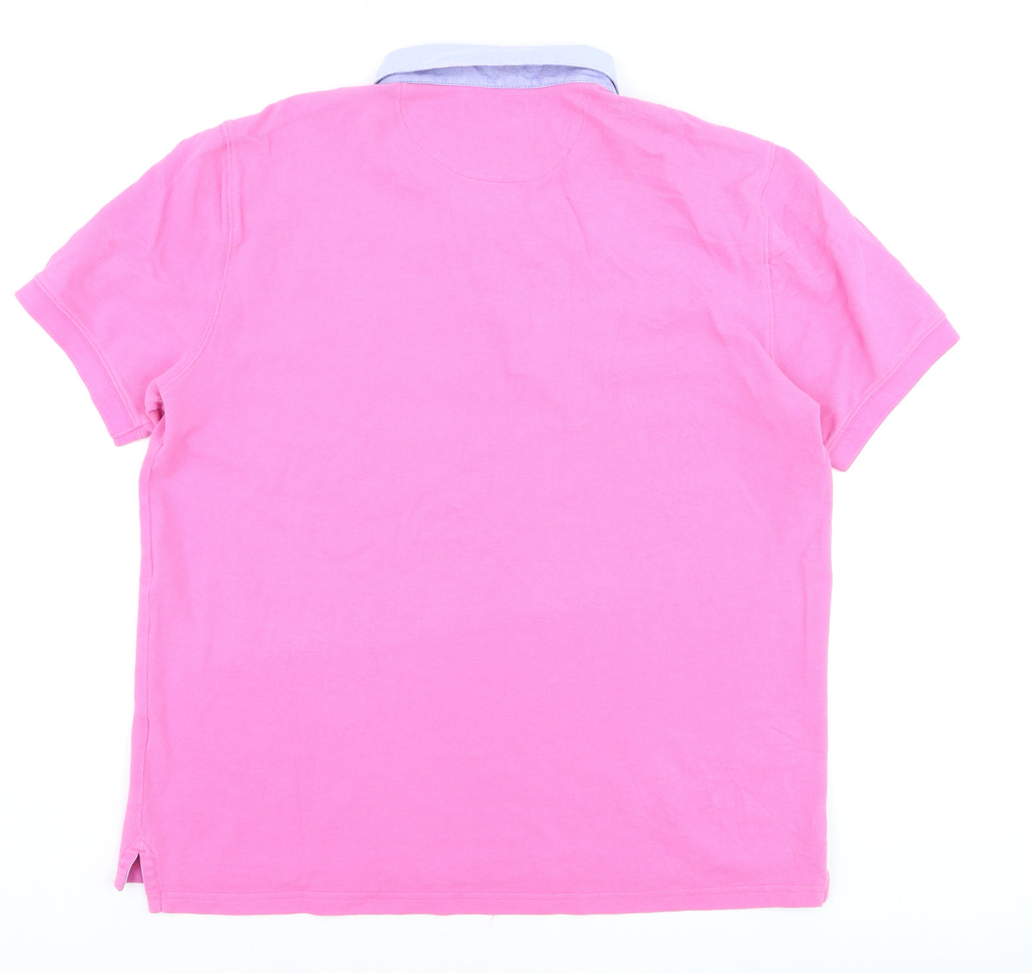 Massimo Dutti Men's Pink Cotton Polo Shirt XL Collared