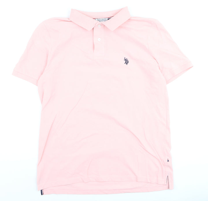 U.S. Polo Assn. Men's Pink Regular Fit Cotton Polo Shirt L