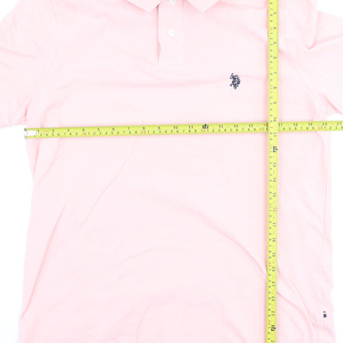 U.S. Polo Assn. Men's Pink Regular Fit Cotton Polo Shirt L
