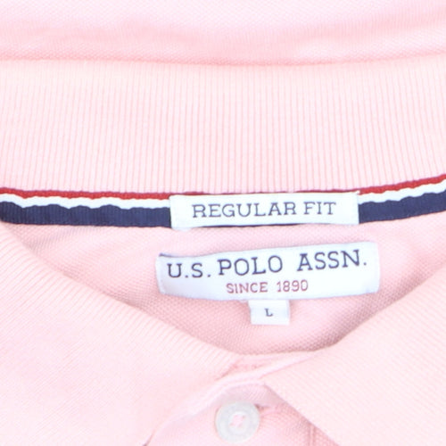 U.S. Polo Assn. Men's Pink Regular Fit Cotton Polo Shirt L
