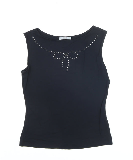 Marks and Spencer Women’s Black Beaded Stretch Viscose Tank Top UK 8