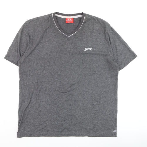 Slazenger Men's Grey V-Neck Short Sleeve T-Shirt Size L