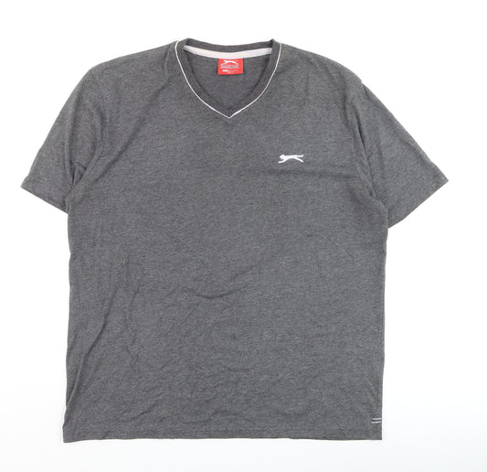 Slazenger Men's Grey V-Neck Short Sleeve T-Shirt Size L